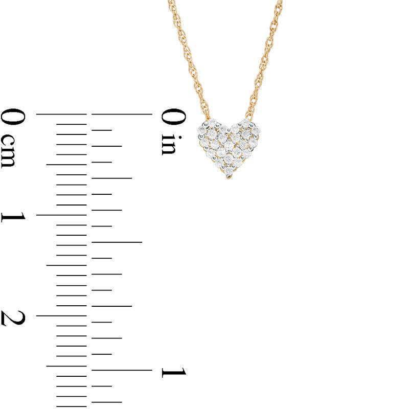 Main Image 3 of 0.10 CT. T.W. Multi-Diamond Heart Pendant in 10K Gold