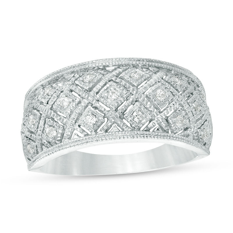 0.085 CT. T.W. Diamond Lattice Vintage-Style Ring in Sterling Silver|Peoples Jewellers