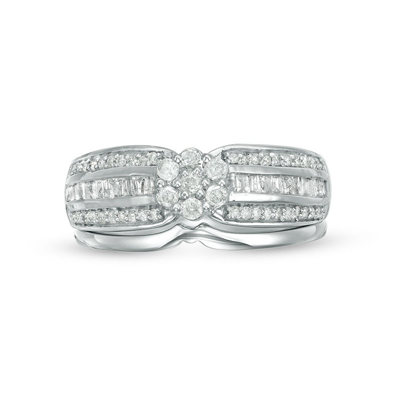 0.37 CT. T.W. Composite Diamond Multi-Row Bridal Set in 10K White Gold