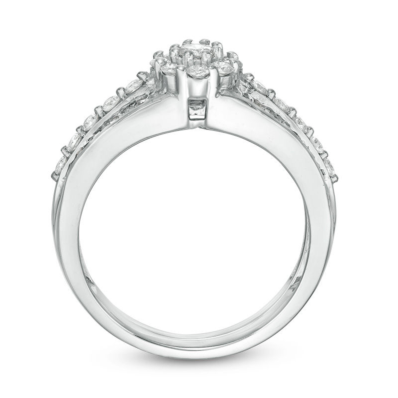 0.80 CT. T.W. Diamond Frame Multi-Row Bridal Set in 10K White Gold