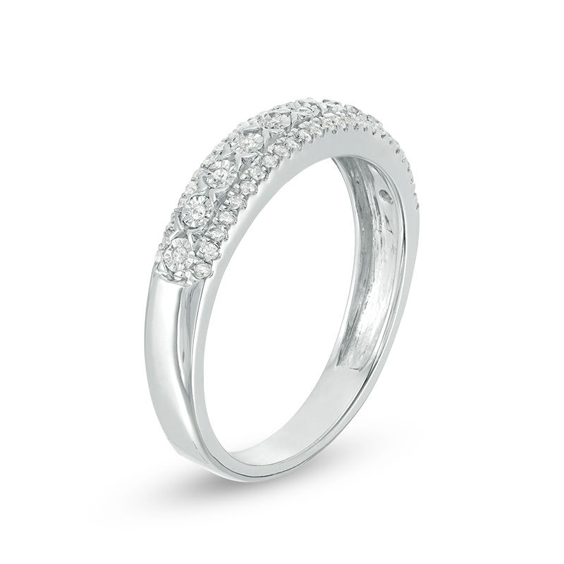 0.18 CT. T.W. Diamond Three Row Anniversary Band in Sterling Silver