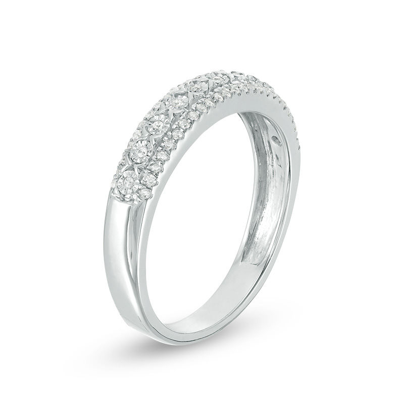 Main Image 2 of 0.18 CT. T.W. Diamond Three Row Anniversary Band in Sterling Silver
