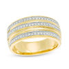 Thumbnail Image 1 of 0.23 CT. T.W. Diamond Alternating Three Row Band in 10K Gold