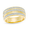 Thumbnail Image 0 of 0.23 CT. T.W. Diamond Alternating Three Row Band in 10K Gold