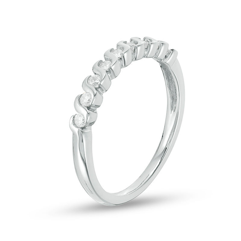 Main Image 2 of 0.18 CT. T.W. Diamond Nine Stone "S" Wave Anniversary Band in Sterling Silver