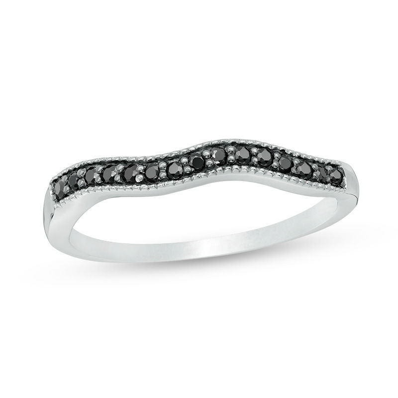 0.115 CT. T.W. Black Diamond Contour Wedding Band in 10K White Gold|Peoples Jewellers