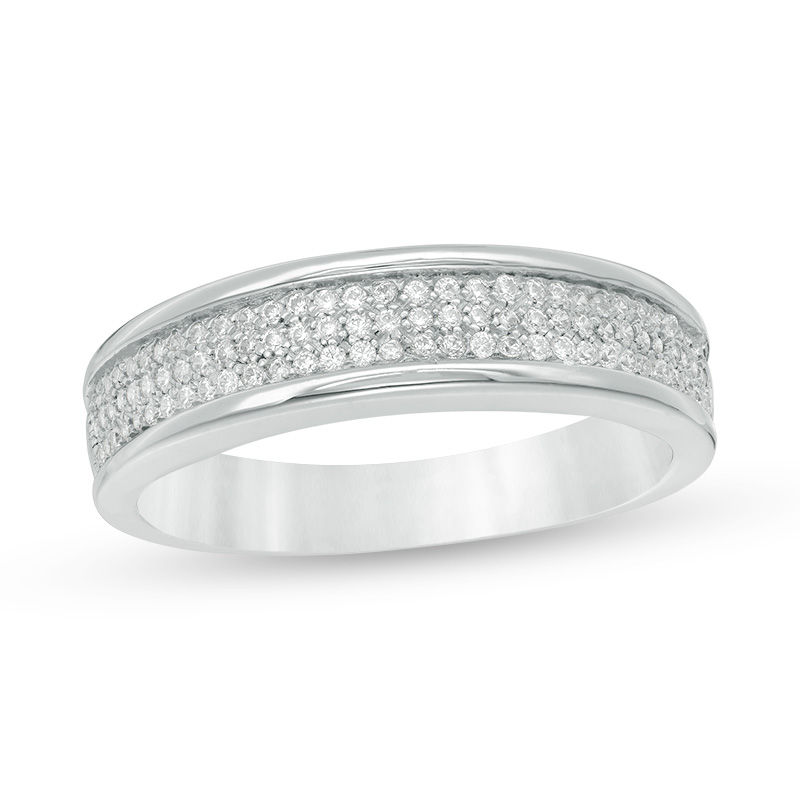 0.23 CT. T.W. Diamond Three Row Band in 10K White Gold|Peoples Jewellers