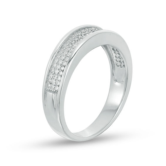 0.23 CT. T.W. Diamond Three Row Band in 10K White Gold 0.23 CT. T.W. Diamond Three Row Band in 10K White Gold