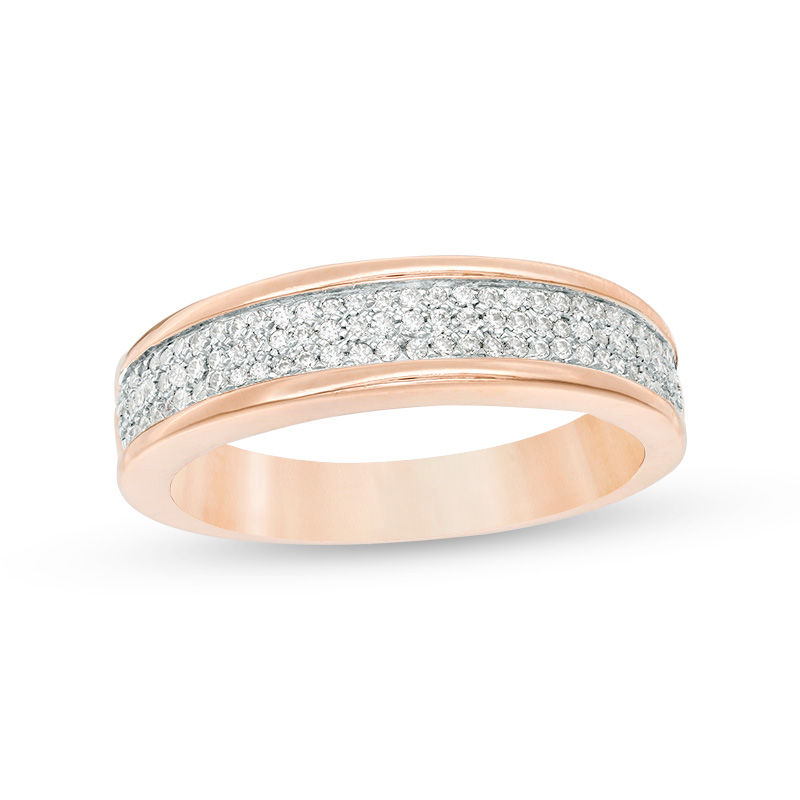 0.23 CT. T.W. Diamond Three Row Band in 10K Rose Gold|Peoples Jewellers
