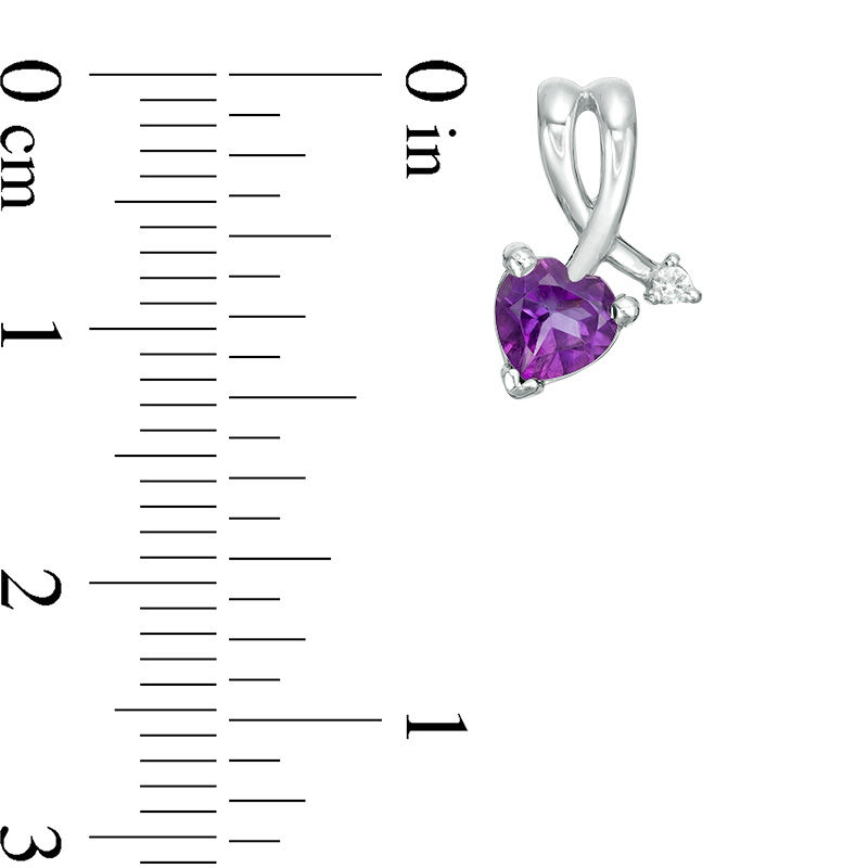 Main Image 2 of 5.0mm Heart-Shaped Amethyst and Lab-Created White Sapphire Folded Arrow Drop Earrings in Sterling Silver