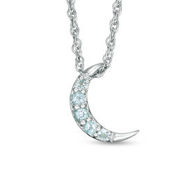 Aquamarine Crescent Moon Pendant in Sterling Silver