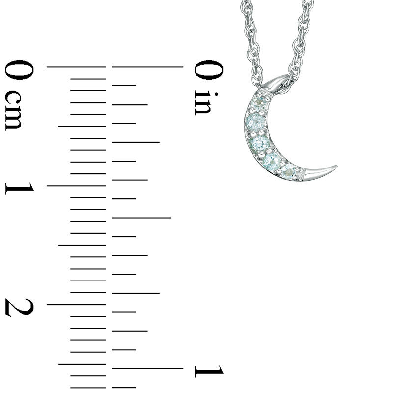 Main Image 2 of Aquamarine Crescent Moon Pendant in Sterling Silver