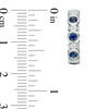 Thumbnail Image 2 of Lab-Created Blue Sapphire and 0.086 CT. T.W. Diamond Collar Three Stone Hoop Earrings in Sterling Silver