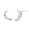 Thumbnail Image 1 of Aquamarine Crescent Moon Stud Earrings in Sterling Silver