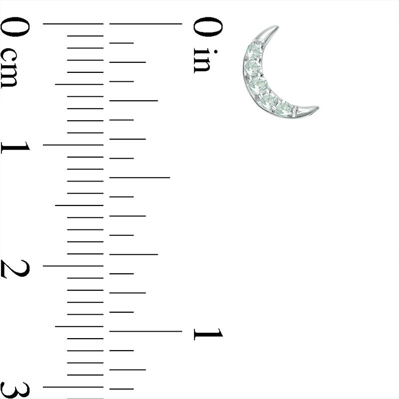 Main Image 2 of Aquamarine Crescent Moon Stud Earrings in Sterling Silver