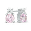 Thumbnail Image 1 of 5.0mm Lab-Created Pink and White Sapphire Duo Stud Earrings in Sterling Silver