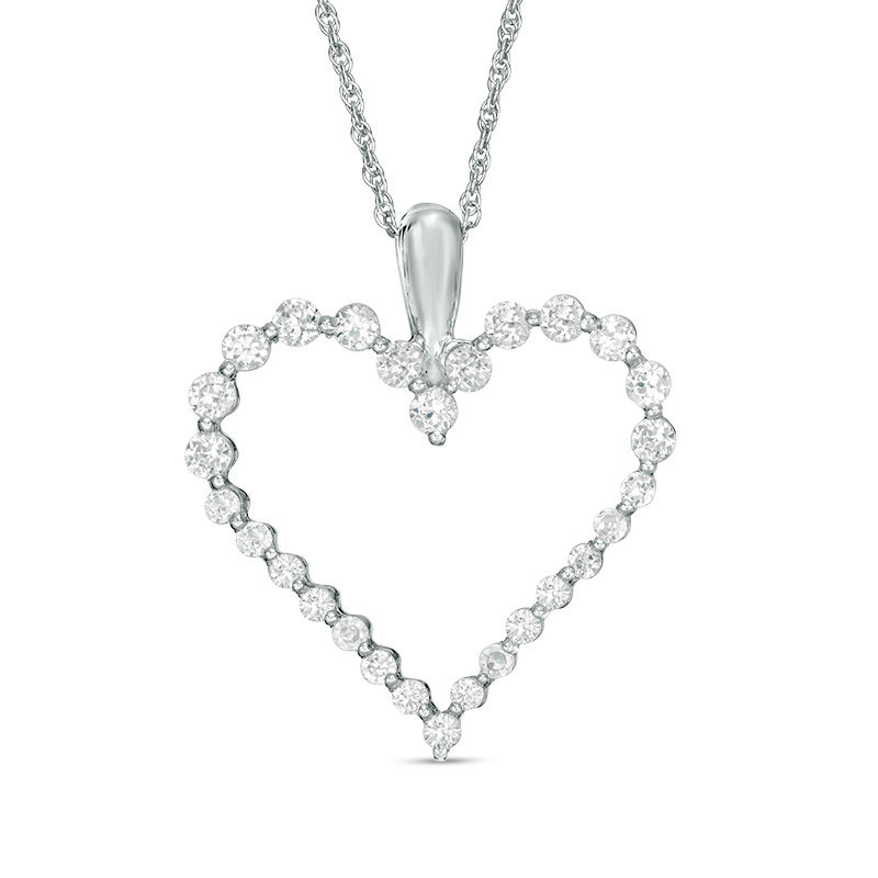 Lab-Created White Sapphire Heart Pendant in Sterling Silver