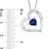 Thumbnail Image 1 of 6.0mm Heart-Shaped Lab-Created Blue Sapphire and Diamond Accent Tilted Heart Pendant in Sterling Silver