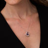 Thumbnail Image 2 of 6.0mm Heart-Shaped Lab-Created Blue Sapphire and Diamond Accent Tilted Heart Pendant in Sterling Silver