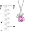 Thumbnail Image 2 of 8.0mm Heart-Shaped Lab-Created Pink Sapphire and 0.041 CT. T.W. Diamond Paw Print Pendant in Sterling Silver
