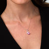 Thumbnail Image 3 of 8.0mm Heart-Shaped Lab-Created Pink Sapphire and 0.041 CT. T.W. Diamond Paw Print Pendant in Sterling Silver