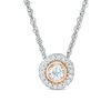 Aquamarine and 0.086 CT. T.W. Diamond Frame Pendant in Sterling Silver and 10K Rose Gold