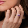 Thumbnail Image 2 of 6.0mm Amethyst and 0.18 CT. T.W. Diamond Scallop Frame Ring in Sterling Silver