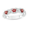 Thumbnail Image 1 of Heart-Shaped Garnet and Lab-Created White Sapphire Braided Vintage-Style Ring in Sterling Silver