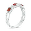 Thumbnail Image 1 of Heart-Shaped Garnet and Lab-Created White Sapphire Braided Vintage-Style Ring in Sterling Silver