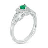 Thumbnail Image 1 of 4.0mm Heart-Shaped Lab-Created Emerald and White Sapphire Claddagh Ring in Sterling Silver