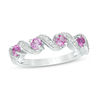 Thumbnail Image 0 of Lab-Created Pink Sapphire and 0.087 CT. T.W. Diamond Cascading Band in Sterling Silver