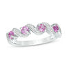 Thumbnail Image 1 of Lab-Created Pink Sapphire and 0.087 CT. T.W. Diamond Cascading Band in Sterling Silver