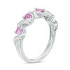 Thumbnail Image 1 of Lab-Created Pink Sapphire and 0.087 CT. T.W. Diamond Cascading Band in Sterling Silver