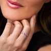 Thumbnail Image 2 of Lab-Created Pink Sapphire and 0.087 CT. T.W. Diamond Cascading Band in Sterling Silver