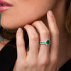 Thumbnail Image 2 of Oval Lab-Created Emerald and White Sapphire Frame Ring in Sterling Silver
