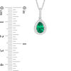 Pear-Shaped Lab-Created Emerald and 0.115 CT. T.W. Diamond Frame Pendant in Sterling Silver