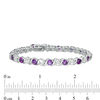 Thumbnail Image 2 of 4.0mm Amethyst and Lab-Created White Sapphire Alternating Line Bracelet in Sterling Silver - 7.25"