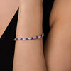 Thumbnail Image 3 of 4.0mm Amethyst and Lab-Created White Sapphire Alternating Line Bracelet in Sterling Silver - 7.25"