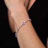 Thumbnail Image 3 of 6.0mm Heart-Shaped Amethyst and Diamond Accent Flame Bracelet in Sterling Silver - 7.5"