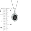 Oval Lab-Created Black Sapphire and 0.04 CT. T.W. Diamond Bead Bypass Swirl Frame Pendant in Sterling Silver