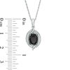 Thumbnail Image 2 of Oval Lab-Created Black Sapphire and 0.04 CT. T.W. Diamond Bead Bypass Swirl Frame Pendant in Sterling Silver