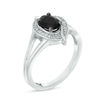Thumbnail Image 2 of Oval Lab-Created Black Sapphire and 0.04 CT. T.W. Diamond Bead Bypass Swirl Frame Ring in Sterling Silver