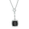 Thumbnail Image 0 of Cushion-Cut Lab-Created Black Sapphire and 0.085 CT. T.W. Diamond Frame Vintage-Style Drop Pendant in Sterling Silver