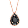Thumbnail Image 1 of Lab-Created Black Sapphire and 0.086 CT. T.W. Black Diamond Pendant in Sterling Silver with 14K Rose Gold Plate