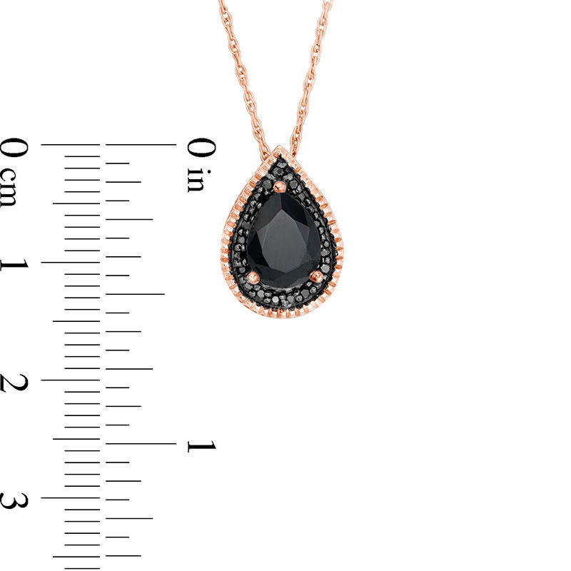 Lab-Created Black Sapphire and 0.086 CT. T.W. Black Diamond Pendant in Sterling Silver with 14K Rose Gold Plate