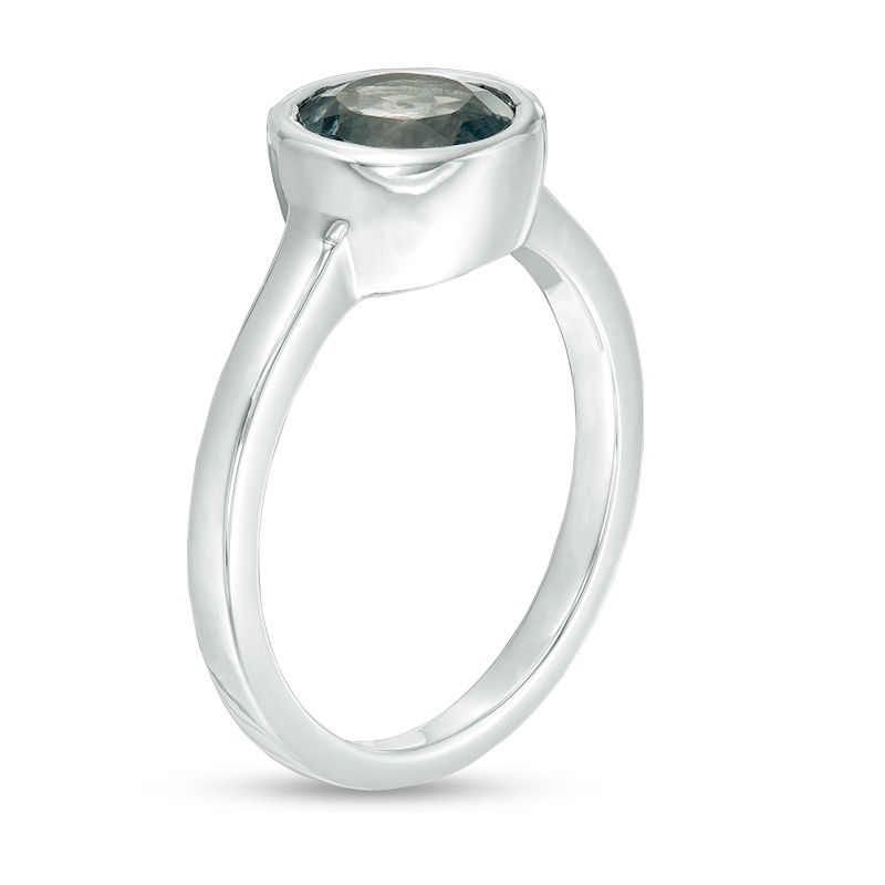 Main Image 3 of 7.0mm Bezel-Set Lab-Created Grey Spinel Solitaire Ring in Sterling Silver