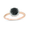 Thumbnail Image 0 of 6.0mm Lab-Created Black Sapphire and 0.145 CT. T.W. Diamond Frame Ring in 10K Rose Gold
