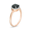 Thumbnail Image 1 of 6.0mm Lab-Created Black Sapphire and 0.145 CT. T.W. Diamond Frame Ring in 10K Rose Gold