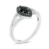 Thumbnail Image 2 of Marquise Lab-Created Black Sapphire and 0.086 CT. T.W. Black Diamond Frame Split Shank Ring in Sterling Silver