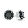 Thumbnail Image 1 of 7.0mm Lab-Created Black Sapphire Bead Frame Stud Earrings in Sterling Silver
